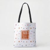 Monogramm Name farbenfrohe Aquarellfarbe Chic Polk Tasche (Vorderseite)