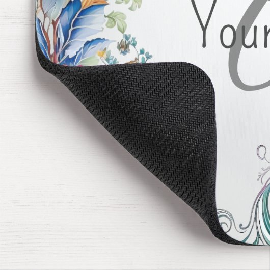 Monogramm Name farbenfrohe Blumenrahmen Elegant Mo Mousepad (Ecke)