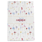 Monogramm Name Farbige Garten Wildblumen Muster Mittlere Geschenktüte (Vorderseite)