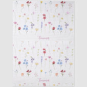 Monogramm Name Farbige Garten-Wildblumen-Muster Seidenpapier (Vorderseite)