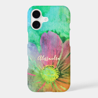 Monogramm Name Farbige Wasserfarbe Blume Botanisch
