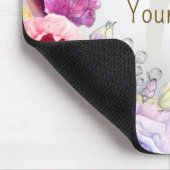 Monogramm Name Farbrosa Blütengoldene Rahmen Mousepad (Ecke)