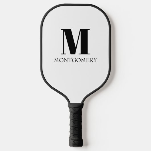 Monogramm Name Fett Schwarz Pickleball Schläger (Vorderseite)