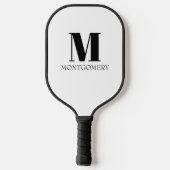 Monogramm Name Fett Schwarz Pickleball Schläger (Rückseite)