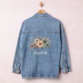 Monogramm Name Floral Blume Pfirsichpink Bouquet Jeansjacke (Hangar)