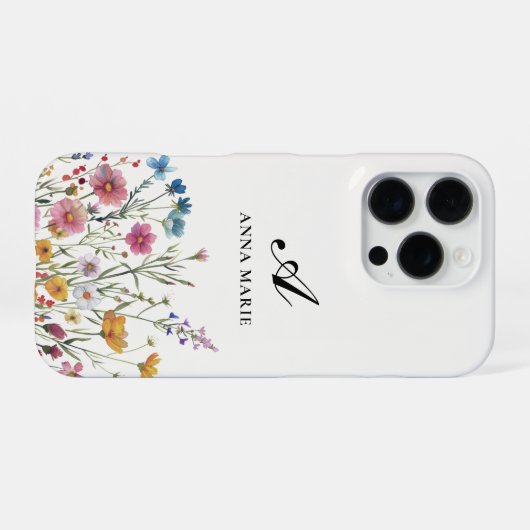 Monogramm Name Floral Boho Chic iPhone Hülle (Rückseite (Horizontal))