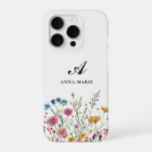 Monogramm Name Floral Boho Chic iPhone Hülle (Rückseite)