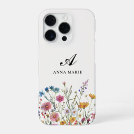 Monogramm Name Floral Boho Chic iPhone 16 Pro Hülle