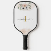 Monogramm Name Floral Pampelgras Custom Pickleball Schläger (Rückseite)