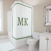 Monogramm Name Forest Green White Farbe Duschvorhang (Beispiel)