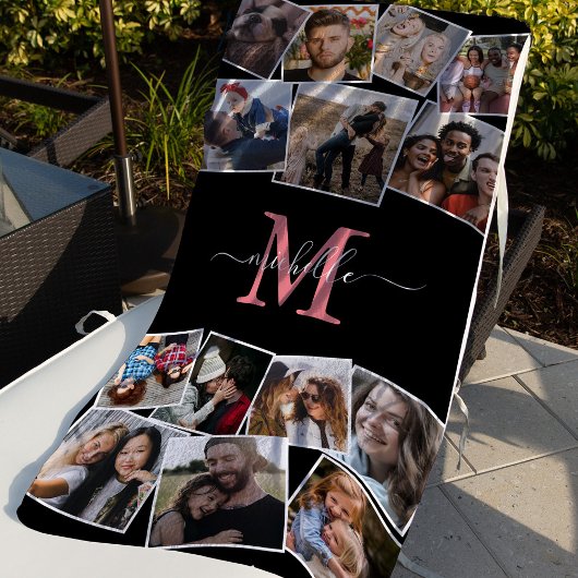Monogramm Name Foto Collage Strandtuch