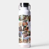 Monogramm Name Foto Collage Water Flasche (Vorne)