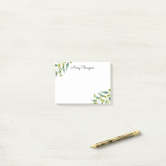 Monogramm-Name für Blumengrenzenlose Blätter Post-it Klebezettel (Auf Schreibtisch)