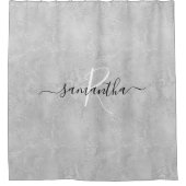 Monogramm-Name für den Silver Sparkle Glitzer Duschvorhang (Vorderseite)