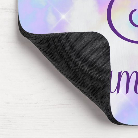 Monogramm-Name für funkelnd Iridescent Rainbow-Mar Mousepad (Ecke)