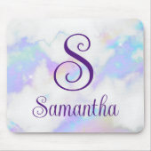Monogramm-Name für funkelnd Iridescent Rainbow-Mar Mousepad (Vorne)