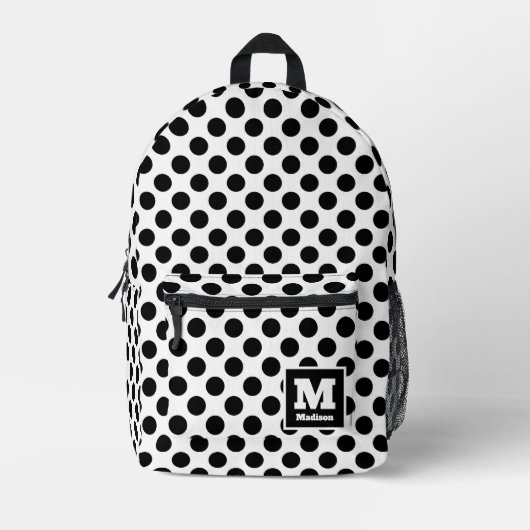 Monogramm-Name für klassische schwarze und weiße P Bedruckter Rucksack (Vorderseite)