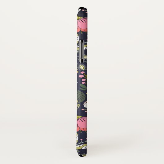 Monogramm-Name für niedliches rosa und graues Blum Case-Mate iPhone Hülle (Hinten/Rechts)