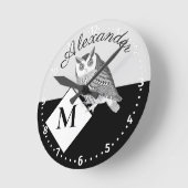 Monogramm-Name für Schwarz-Weiß-Schale  Runde Wanduhr (Winkel)