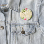 Monogramm Name Gelb Rosa Farbe Bläschen Button (Beispiel)