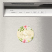 Monogramm Name Gelb Rosa Farbe Bläschen Magnet (In Situ (Geschirrspüler))