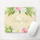 Monogramm Name Gelb Rosa Farbe Bläschen Mousepad (Mit Mouse)