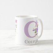 Monogramm & Name Georgia Blumenmuster Kaffeetasse (VorderseiteRechts)