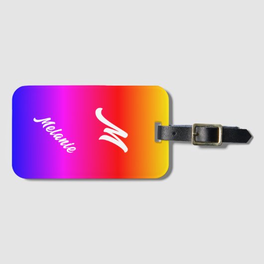 Monogramm Name Gepäckmarke mit Regenbogenfarbe Gepäckanhänger (Vorderseite (Horizontal))