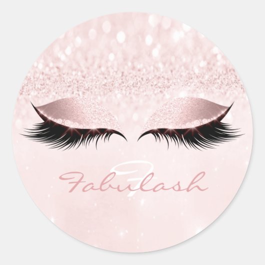 Monogramm Name Glitzer Pink Augapfel Lash Girl 16 Runder Aufkleber (Vorderseite)