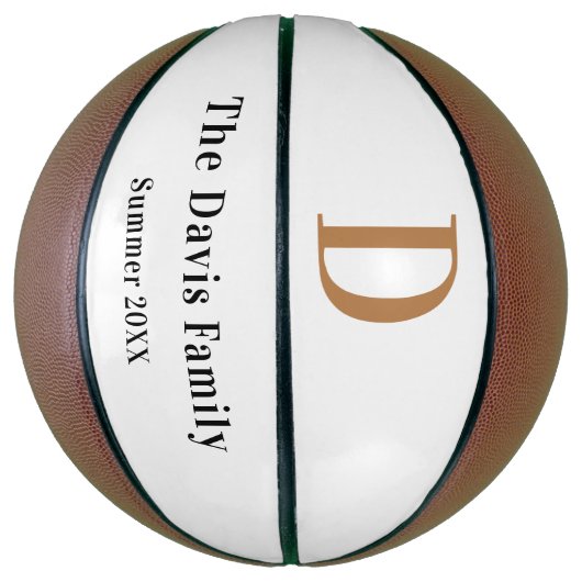 Monogramm Name Gold schwarz Basketball (Vertikal)
