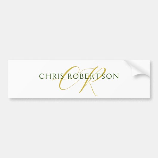 Monogramm Name Gold Schwarz-weiße kundenspezifisch Autoaufkleber (Vorne)