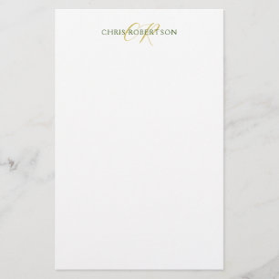 Monogramm Name Gold Schwarz-weiße kundenspezifisch Briefpapier