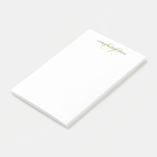 Monogramm Name Gold Schwarz-weiße kundenspezifisch Post-it Klebezettel (angewinkelt)