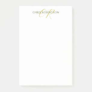 Monogramm Name Gold Schwarz-weiße kundenspezifisch Post-it Klebezettel