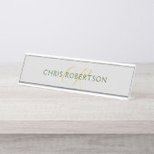 Monogramm Name Gold Schwarz-weiße kundenspezifisch Schreibtischnamensplakette (Vorderseite )