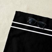 Monogramm/Name Gold/Wht Text, schwarze Streifen Strandtuch (Beispiel)