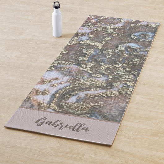 Monogramm Name Goldrot Rosa bräunlich abstrakt Yogamatte (Beispiel)
