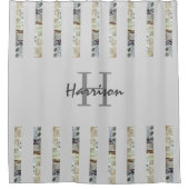 Monogramm Name Grau Duschvorhang (Vorderseite)