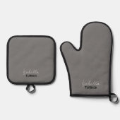 Monogramm Name Grau Ofenhandschuh & Topflappen-Set (Vorderseite)