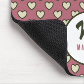 Monogramm Name Green Red Hearts Muster Mouse Pad Mousepad (Ecke)