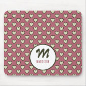 Monogramm Name Green Red Hearts Muster Mouse Pad Mousepad (Vorne)