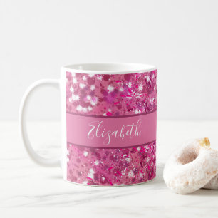 Monogramm-Name Heißrosa Glitter Funkeln Mädchenhaf Kaffeetasse