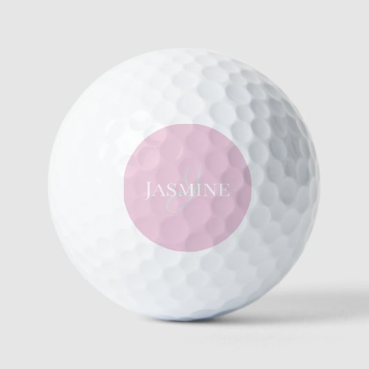 Monogramm Name Hellrosa Weiß Elegant Weiblich Golfball (Vorderseite)