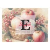 Monogramm Name Herbstlaub und Apfelfarben Tischdecke (Vorderseite (Horizontal))