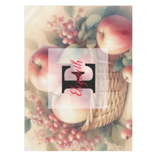 Monogramm Name Herbstlaub und Apfelfarben Tischdecke