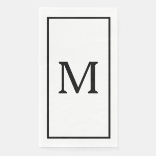 Monogramm Name Hochzeits-Brautparty Schwarz Weiß  Serviette
