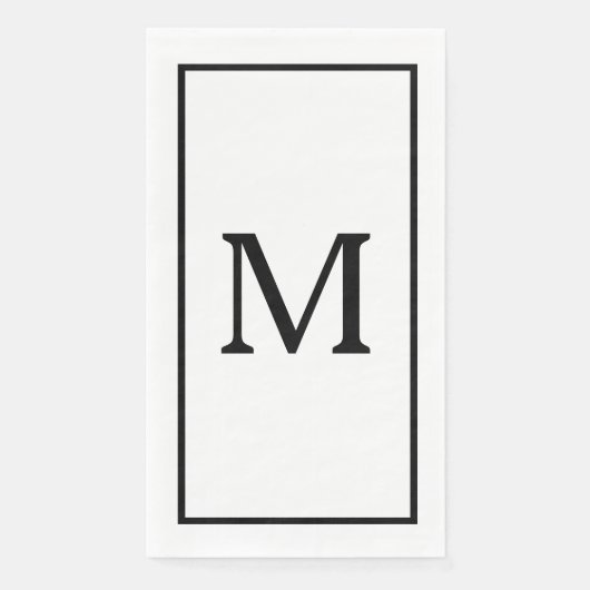 Monogramm Name Hochzeits-Brautparty Schwarz Weiß Serviette (Vorderseite)