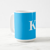 Monogramm Name Hochzeitsgeschenk Gastgeschenk Blau Kaffeetasse (Vorderseite Links)