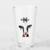 Monogramm Name Holstein Kuh Milchviehwirtschaft Glas (Vorderseite)