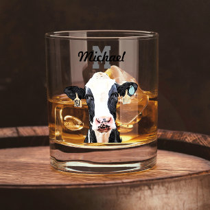 Monogramm Name Holstein Kuh Milchviehwirtschaft Whiskyglas